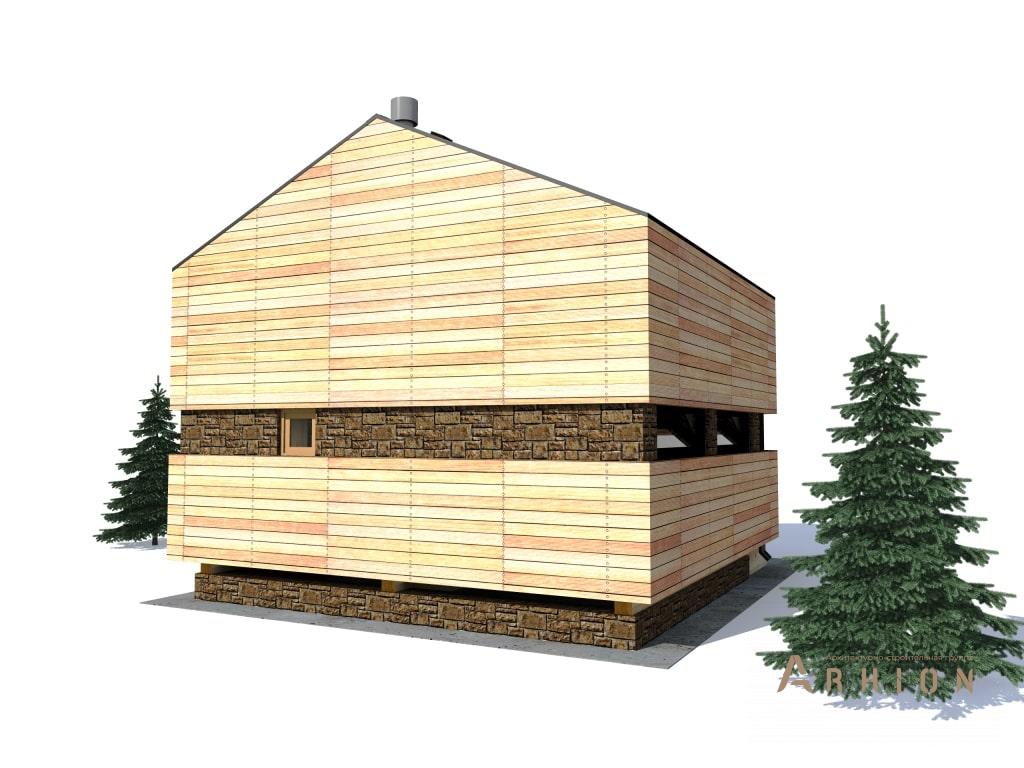 5. Проект одноэтажного дома в стиле барн с двускатной кровлей, l-50, площадью - 51 кв c мансардой, сауной, терассой